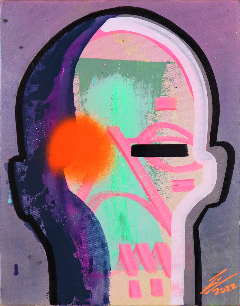 Pintura en lienzo parte de la serie IMMI. creada por cifuentes artista abstracto colombiano titulada 4 DOLLAR PER HOUR IMMI #1, vista frontal