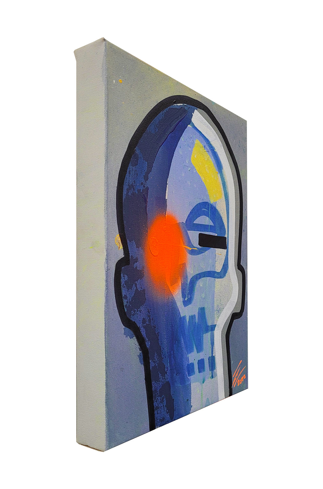 Pintura en lienzo parte de la serie IMMI. creada por cifuentes artista abstracto colombiano titulada 4 DOLLAR PER HOUR IMMI #2, vista derecha