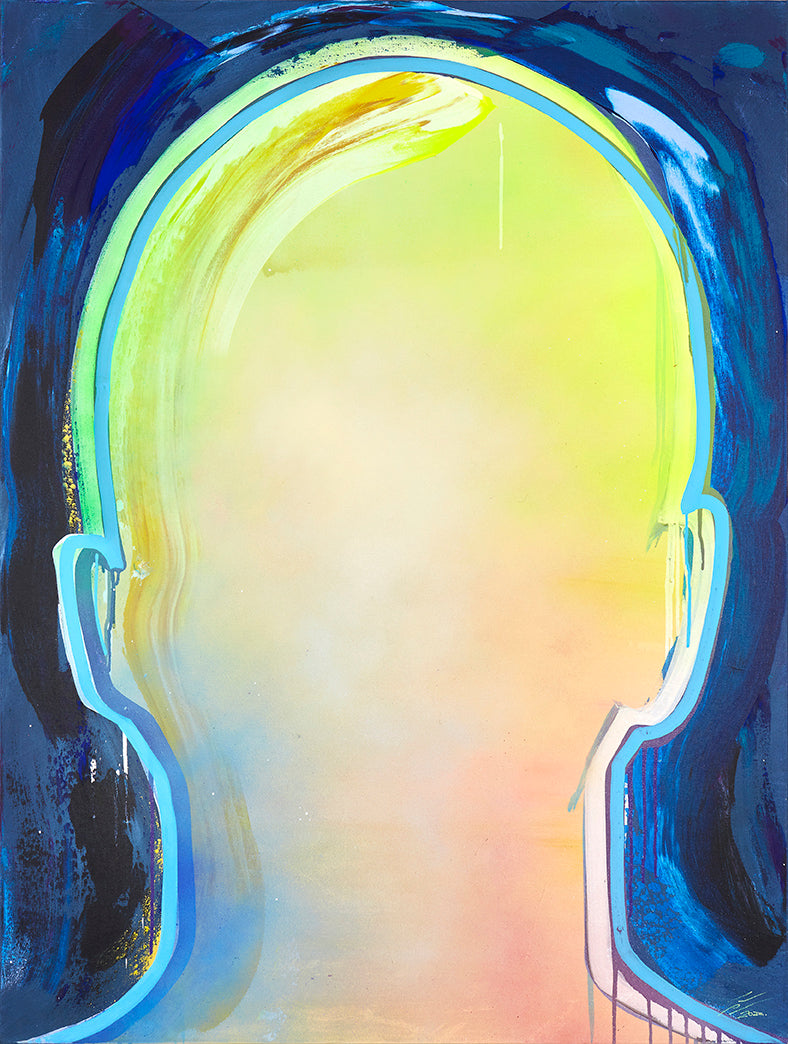 Pintura en lienzo parte de la serie IMMI. creada por cifuentes artista abstracto colombiano titulada 60 DOLLAR PER HOUR IMMI, vista frontal