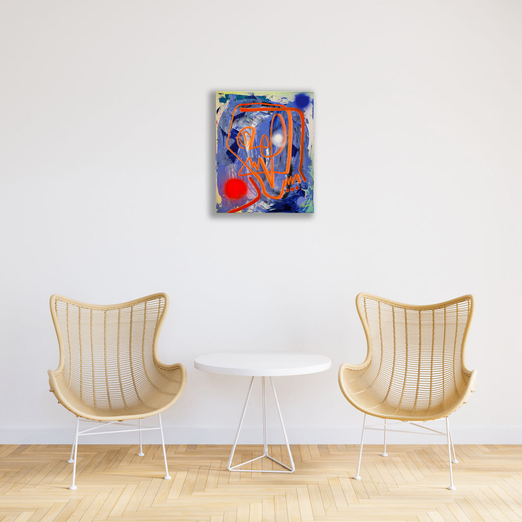 Pintura en lienzo. creada por cifuentes artista abstracto colombiano titulada CONSCIOSNESS 101, vista in situ