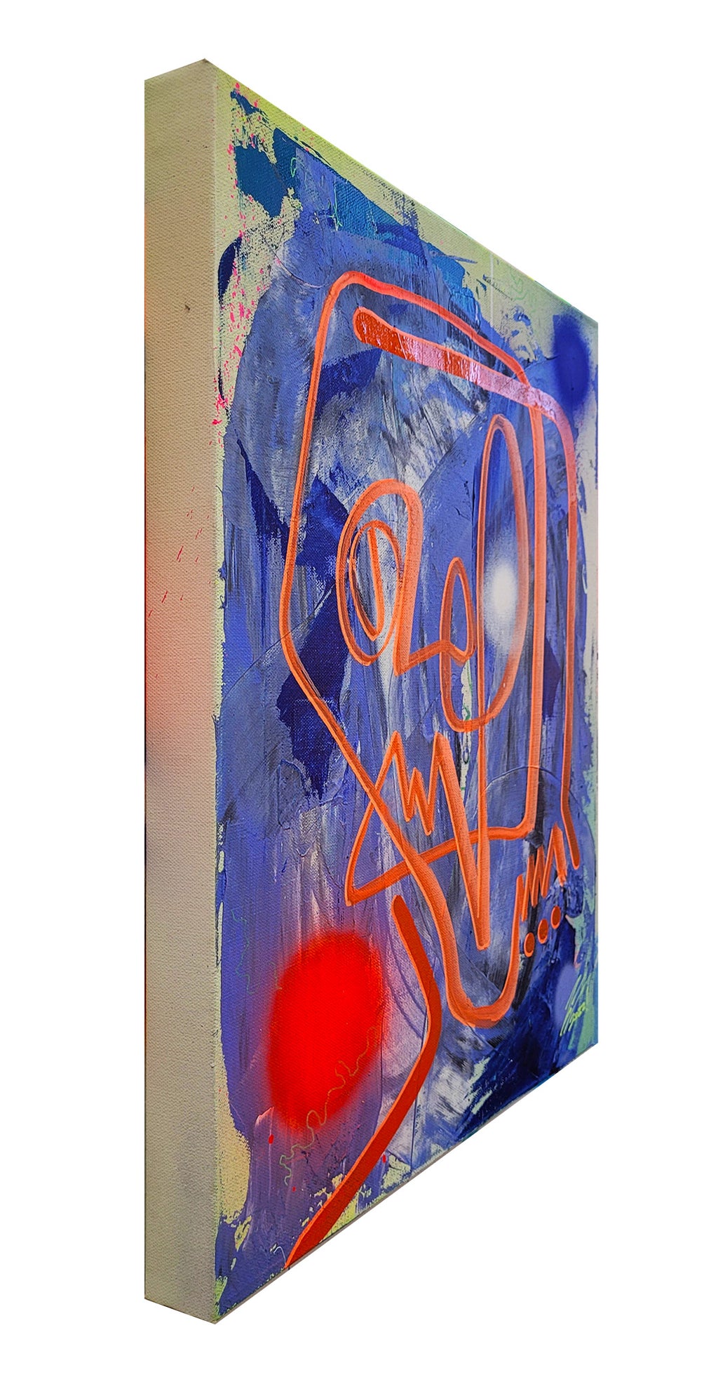 Pintura en lienzo. creada por cifuentes artista abstracto colombiano titulada CONSCIOSNESS 101, vista derecha