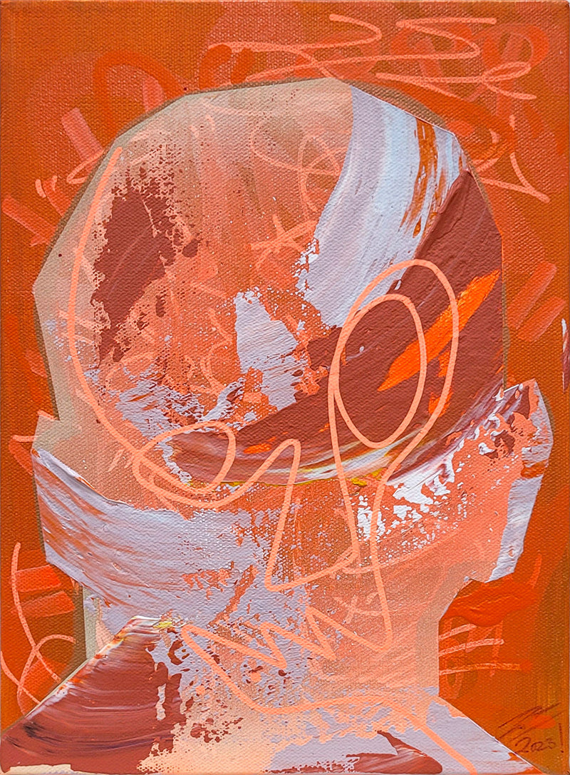 Pintura en lienzo creada por cifuentes artista abstracto colombiano titulada DISTRACTIONS IN AMBER, vista frontal