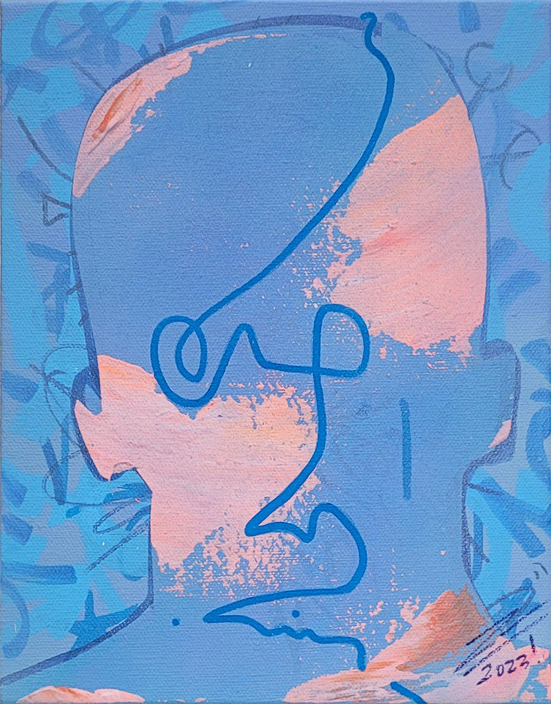 Pintura en lienzo creada por cifuentes artista abstracto colombiano titulada DISTRACTIONS IN CERULEAN, vista frontal