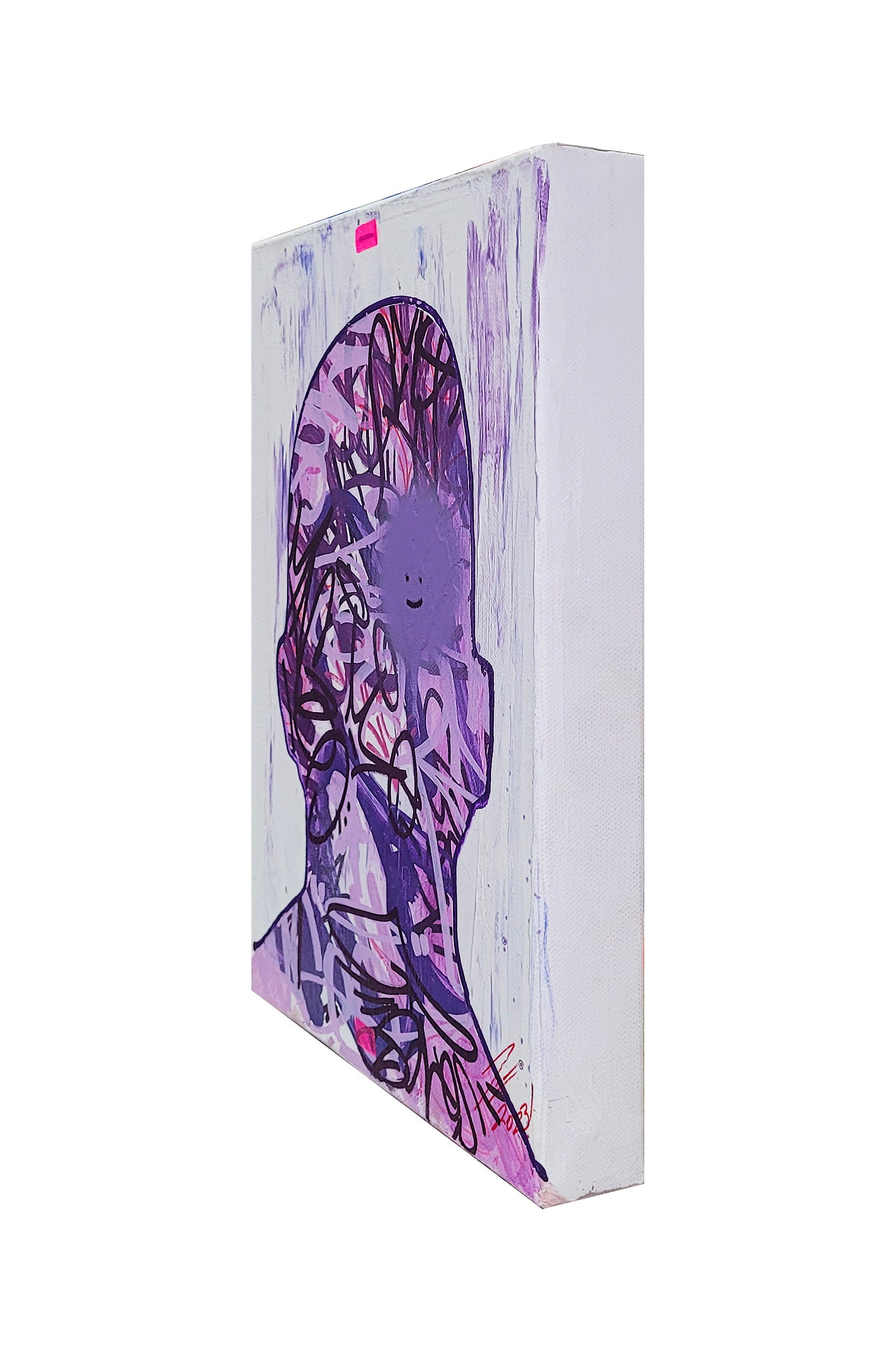 Pintura en lienzo creada por cifuentes artista abstracto colombiano titulada DISTRACTIONS IN IRIS, vista izquierda