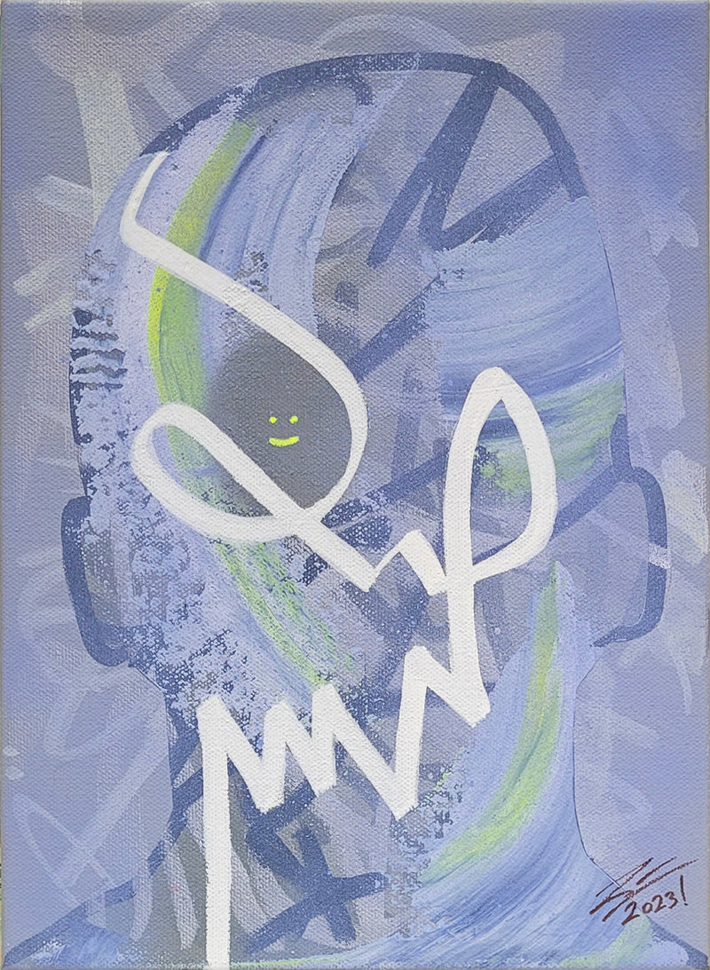 Pintura en lienzo creada por cifuentes artista abstracto colombiano titulada DISTRACTIONS IN SMOKE, vista frontal