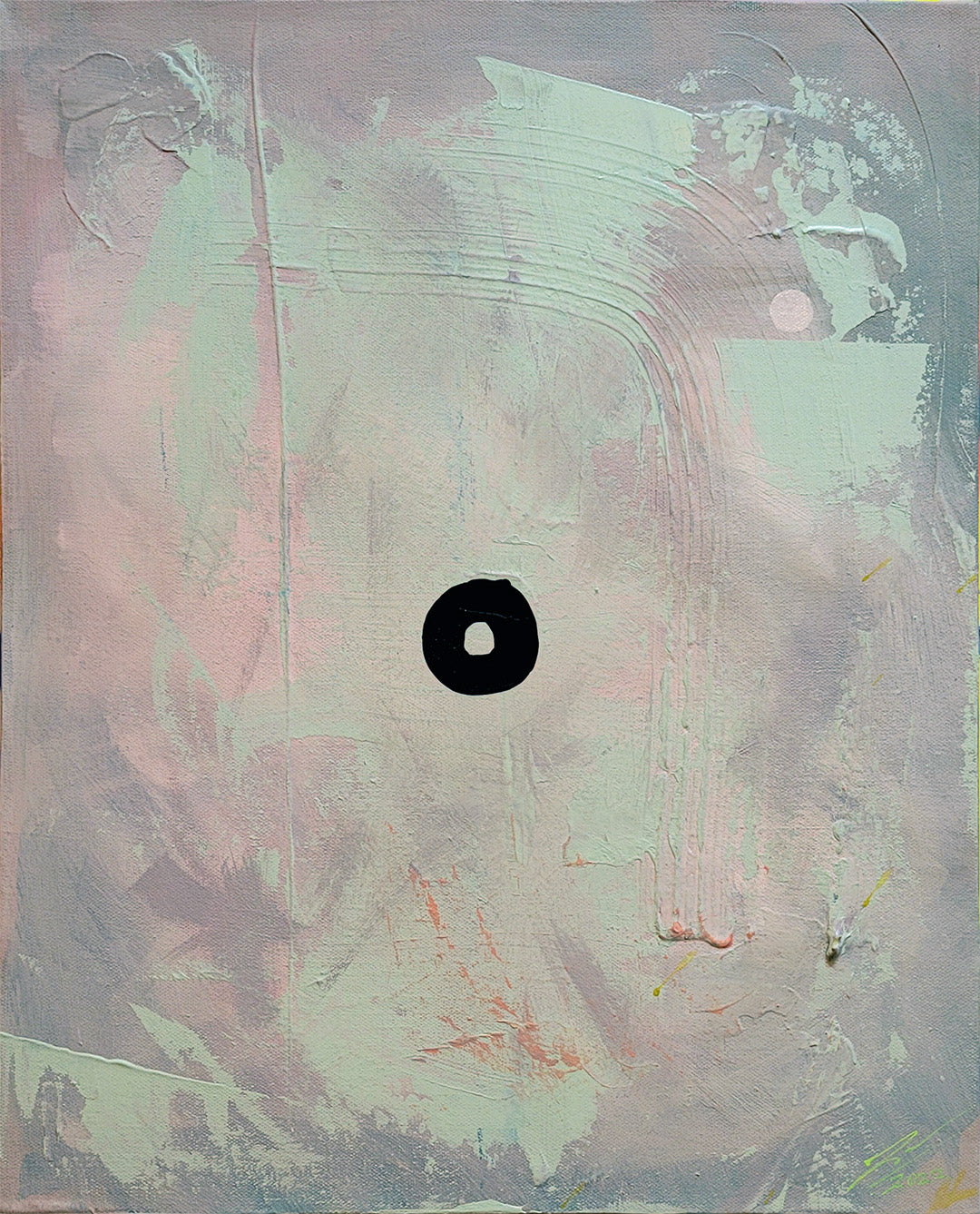 Pintura en lienzo. creada por cifuentes artista abstracto colombiano titulada EL ESPEJO, vista frontal