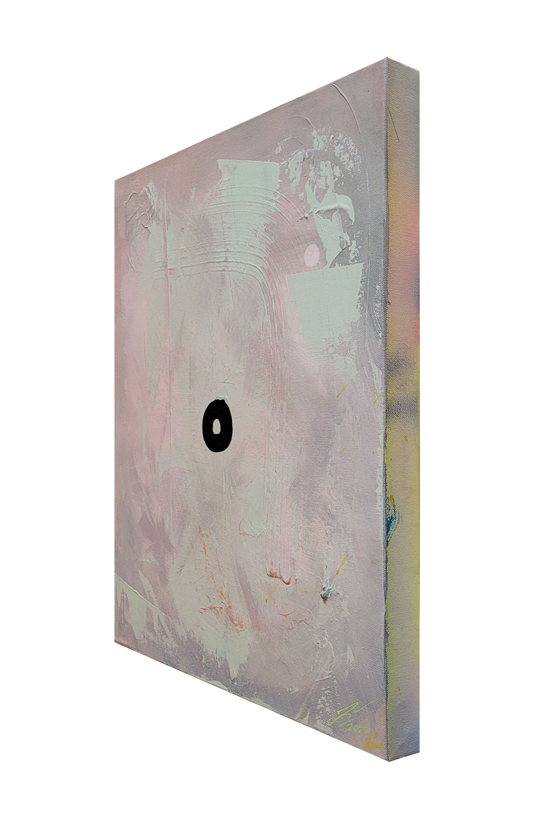 Pintura en lienzo. creada por cifuentes artista abstracto colombiano titulada EL ESPEJO, vista izquierda