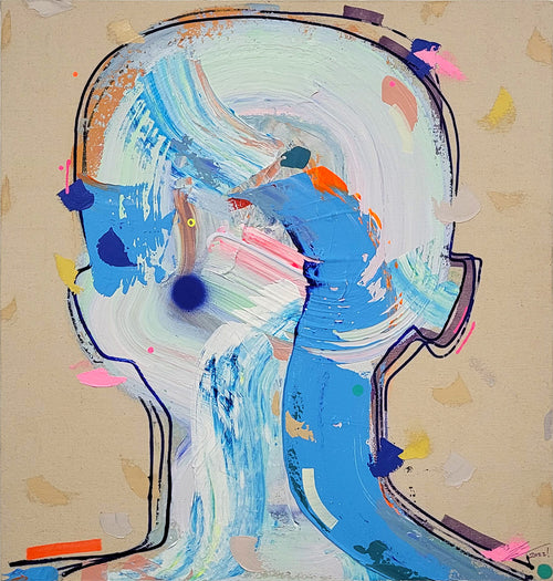 Obra de cifuentes artista abstracto colombiano titulada ETHEREAL OASIS, vista frontal