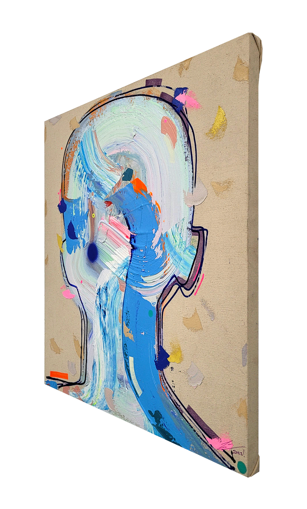 Obra de cifuentes artista abstracto colombiano titulada ETHEREAL OASIS, vista izquierda