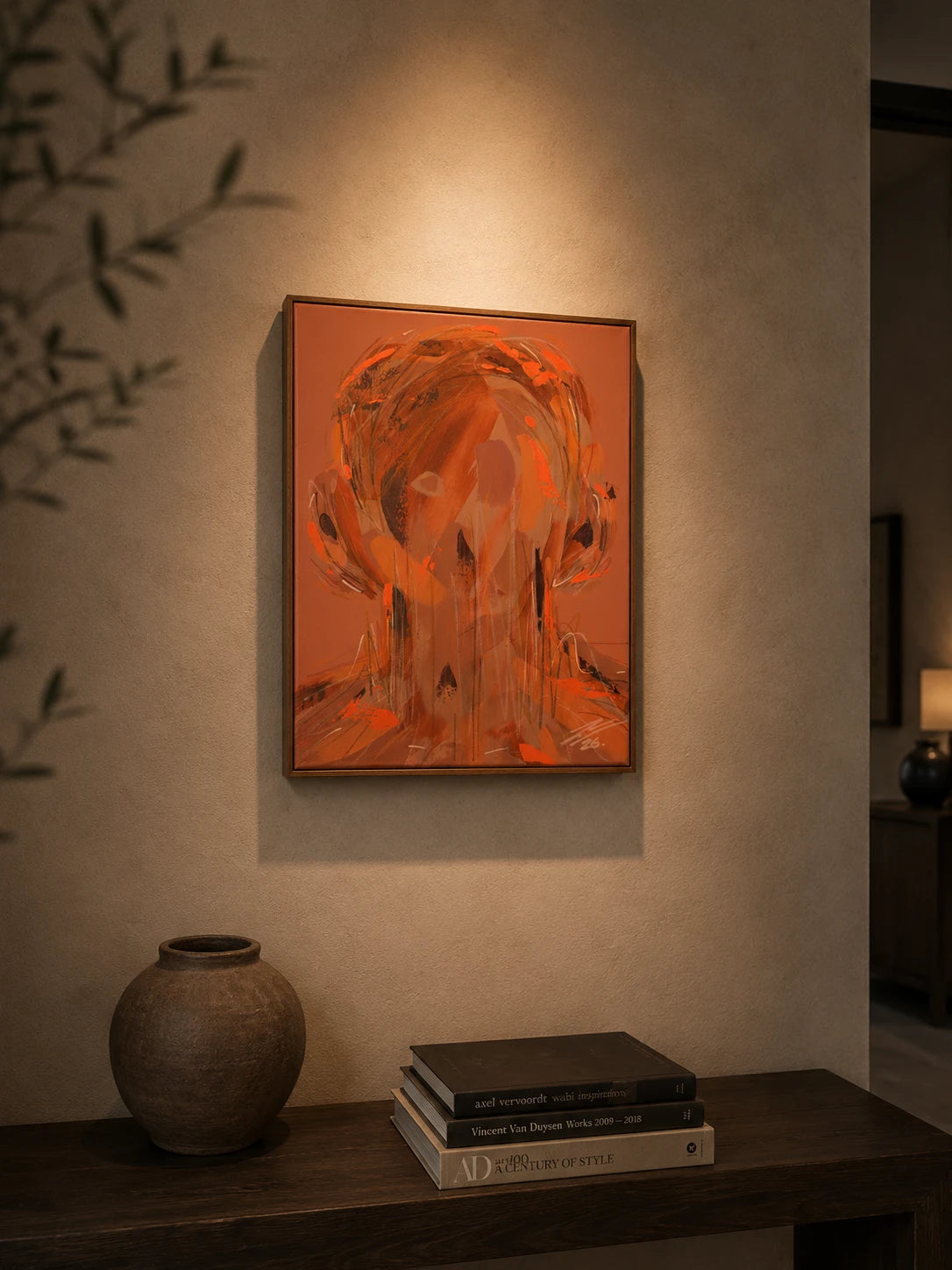 Estudio 10 — EXISTIR, pintura abstracta original de Cifuentes, artista abstracto colombiano, vista in situ en interior