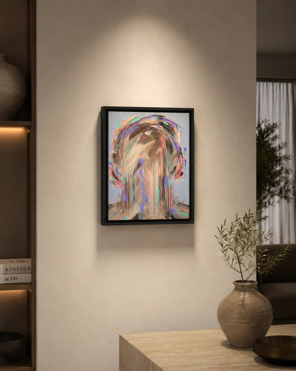 Estudio 13 — EXISTIR, pintura abstracta original de Cifuentes, artista abstracto colombiano, vista in situ en interior