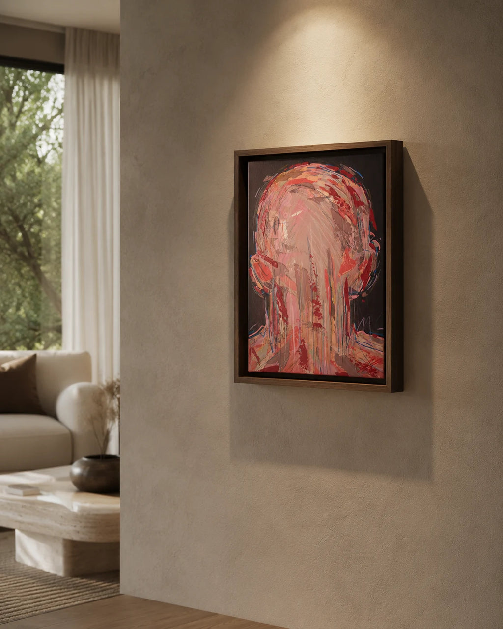 Estudio 16 — EXISTIR, pintura abstracta original de Cifuentes, artista abstracto colombiano, vista in situ en interior