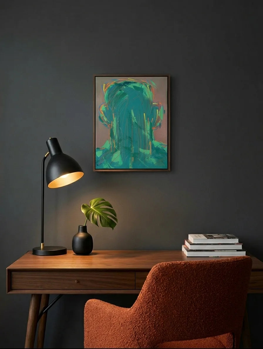 Estudio 5 — EXISTIR, pintura abstracta original de Cifuentes, artista abstracto colombiano, vista in situ en interior