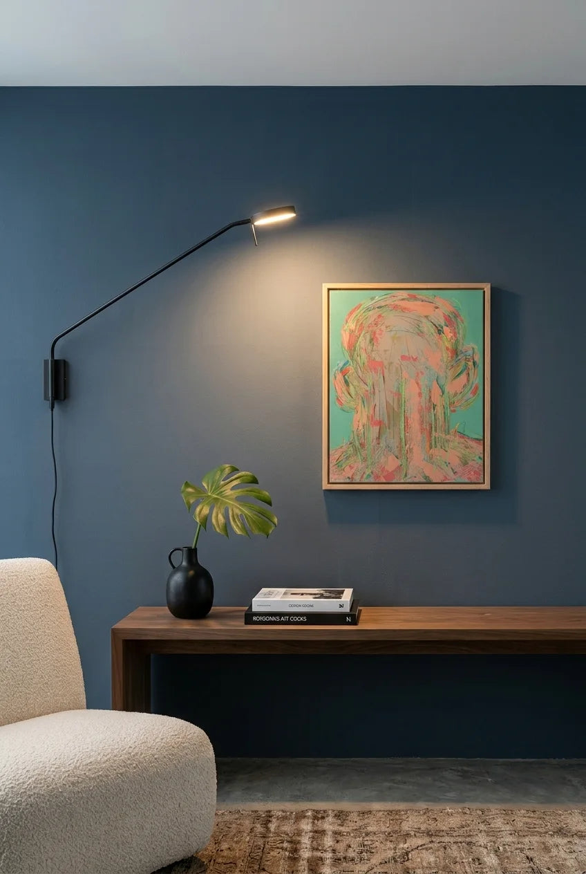 Estudio 6 — EXISTIR, pintura abstracta original de Cifuentes, artista abstracto colombiano, vista in situ en interior