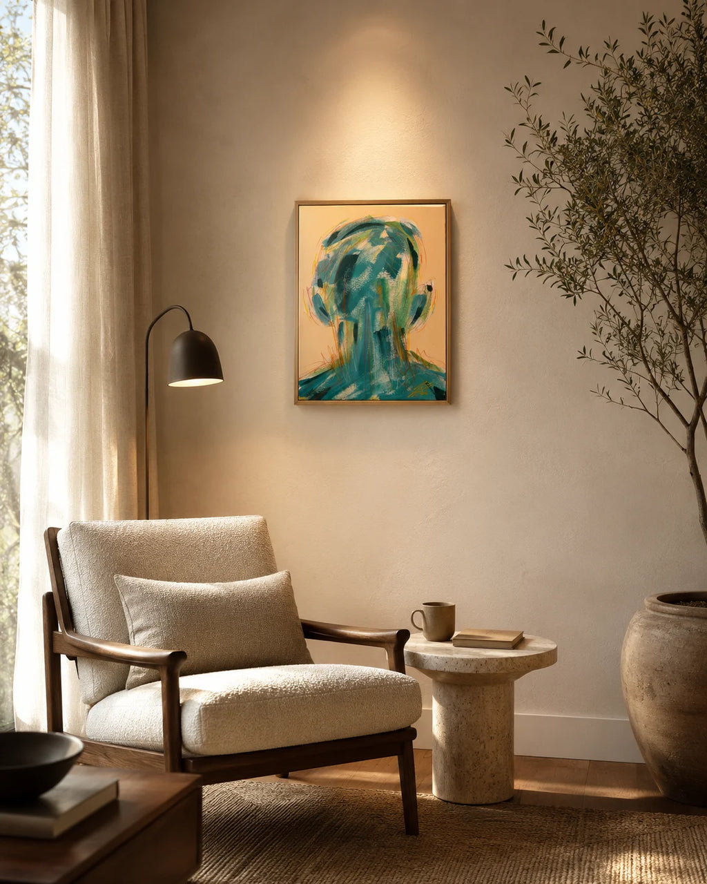 Estudio 8 — EXISTIR, pintura abstracta original de Cifuentes, artista abstracto colombiano, vista in situ en interior