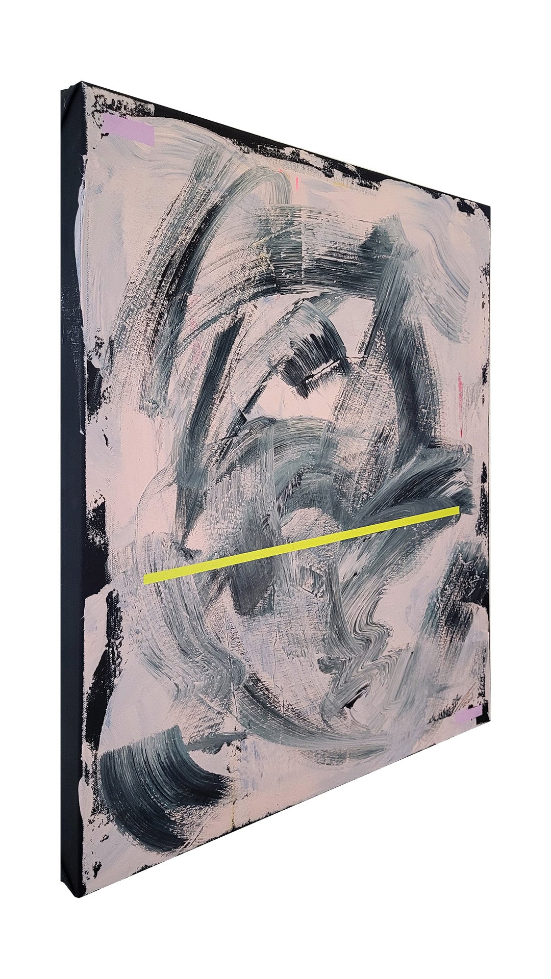 Pintura en lienzo parte de la serie Inner Vision. creada por cifuentes artista abstracto colombiano titulada INNER VISION: CONTROLLED CHAOS, vista derecha