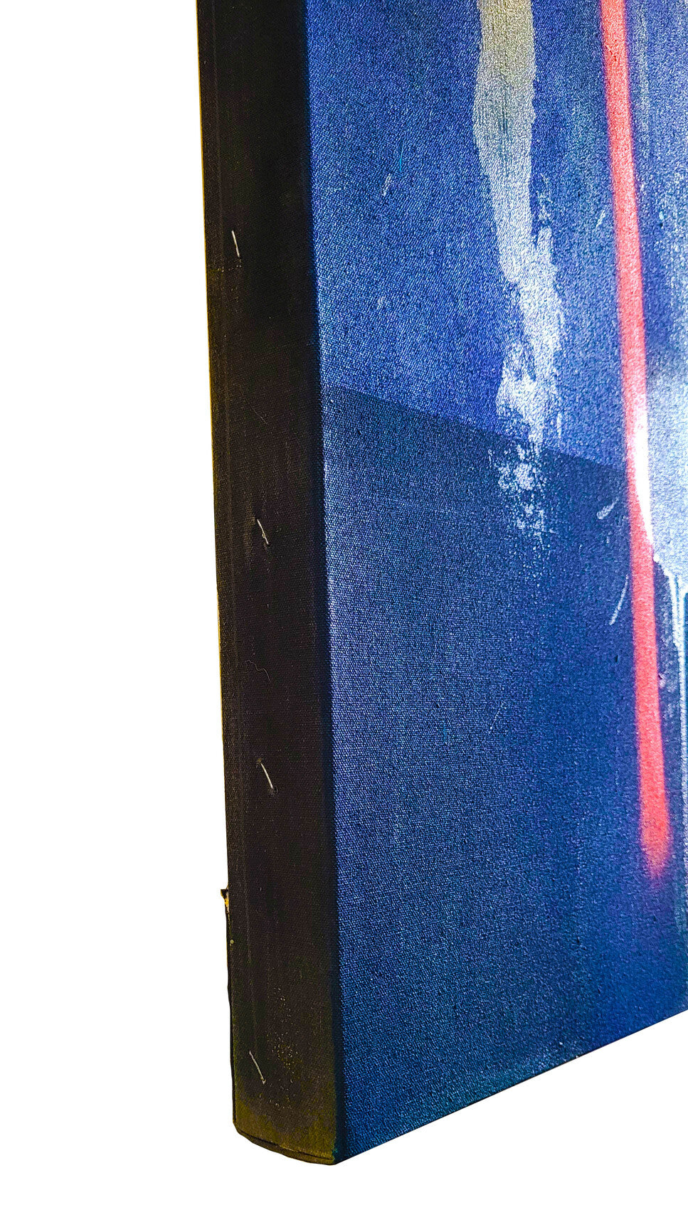 Pintura en lienzo. creada por cifuentes artista abstracto colombiano titulada LET GO OR BE DRAGGED, vista detalle 2