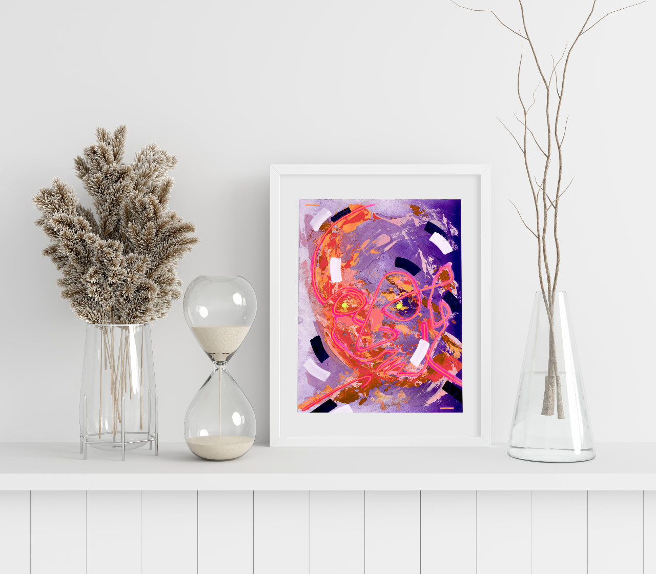 Pintura y dibujo en papel. creada por cifuentes artista abstracto colombiano titulada STUDY 10, vista enmarcado