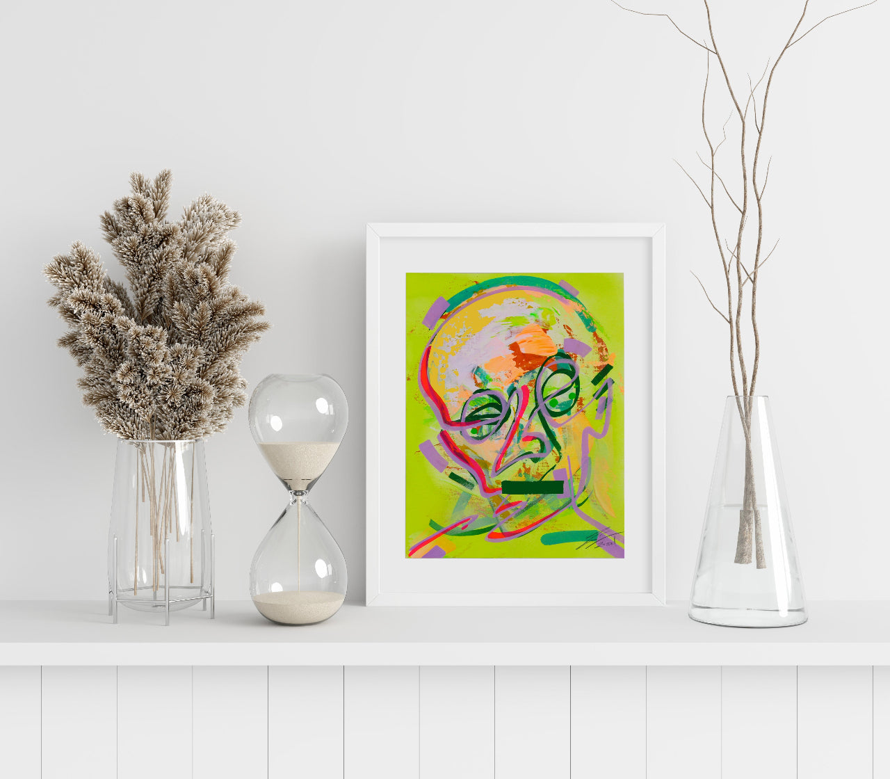 Pintura y dibujo en papel. creada por cifuentes artista abstracto colombiano titulada STUDY 12, vista enmarcado