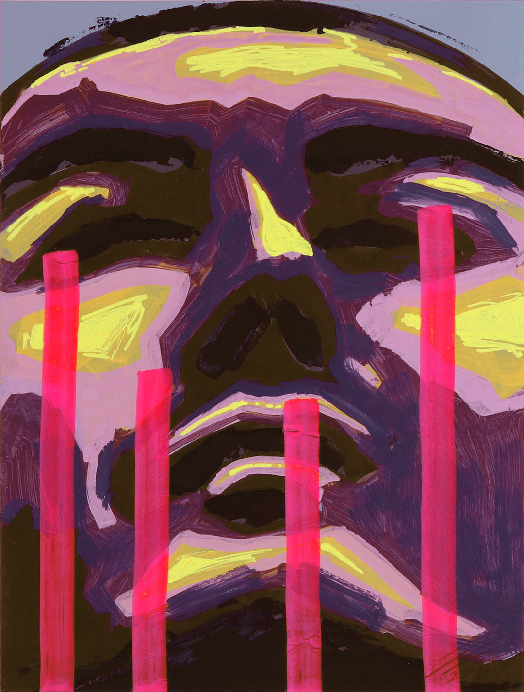 Pintura y dibujo espontaneo en lienzo. creado por cifuentes, artista abstracto colombiano titulada STUDY 13, vista frontal