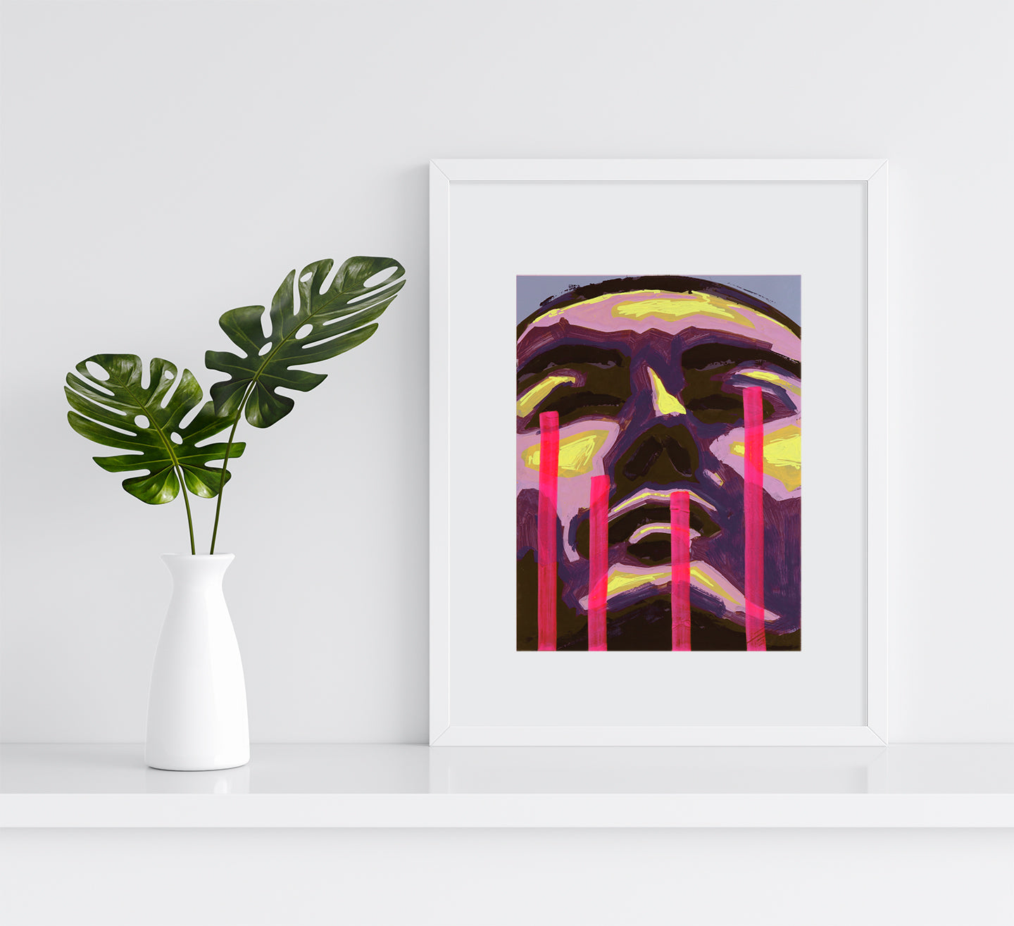 Pintura y dibujo espontaneo en lienzo. creado por cifuentes, artista abstracto colombiano titulada STUDY 13, vista enmarcado