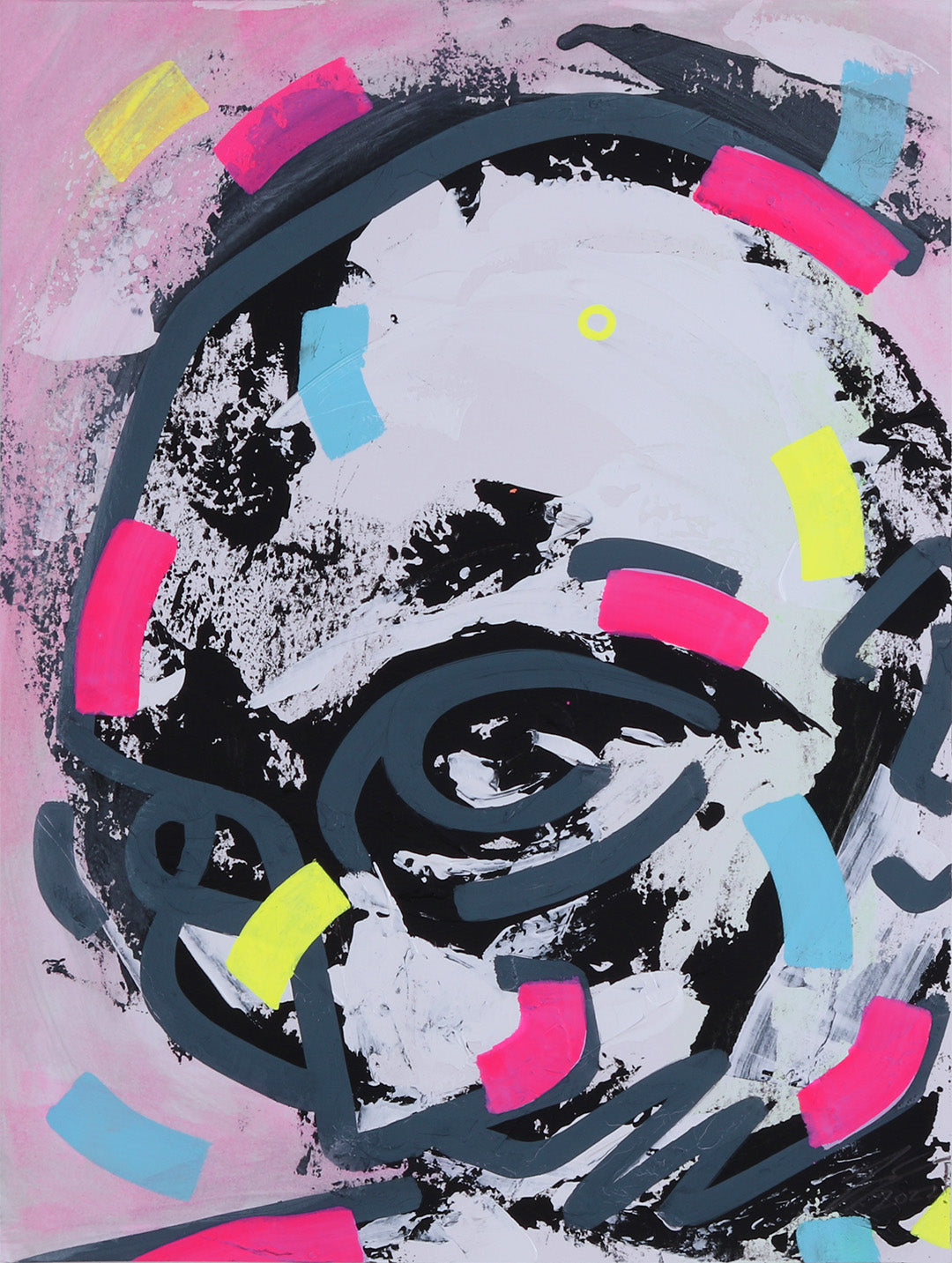 Pintura y dibujo espontaneo en lienzo. creado por cifuentes, artista abstracto colombiano titulada STUDY 16, vista frontal