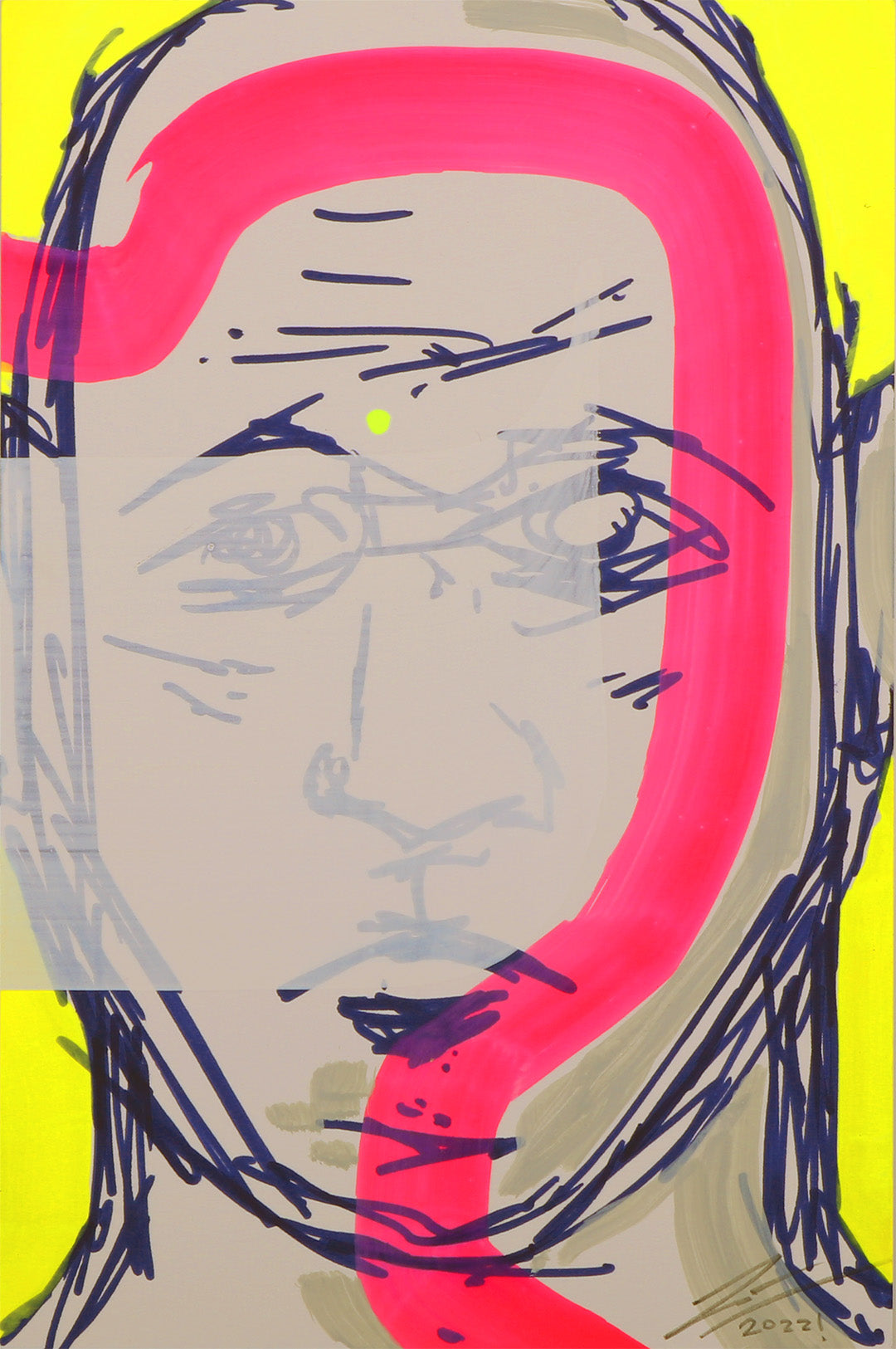 Dibujo de cifuentes artista abstracto colombiano titulada STUDY 1, vista frontal