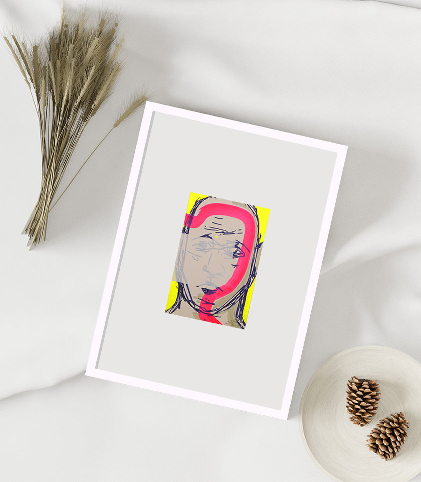 Dibujo de cifuentes artista abstracto colombiano titulada STUDY 1, vista enmarcado