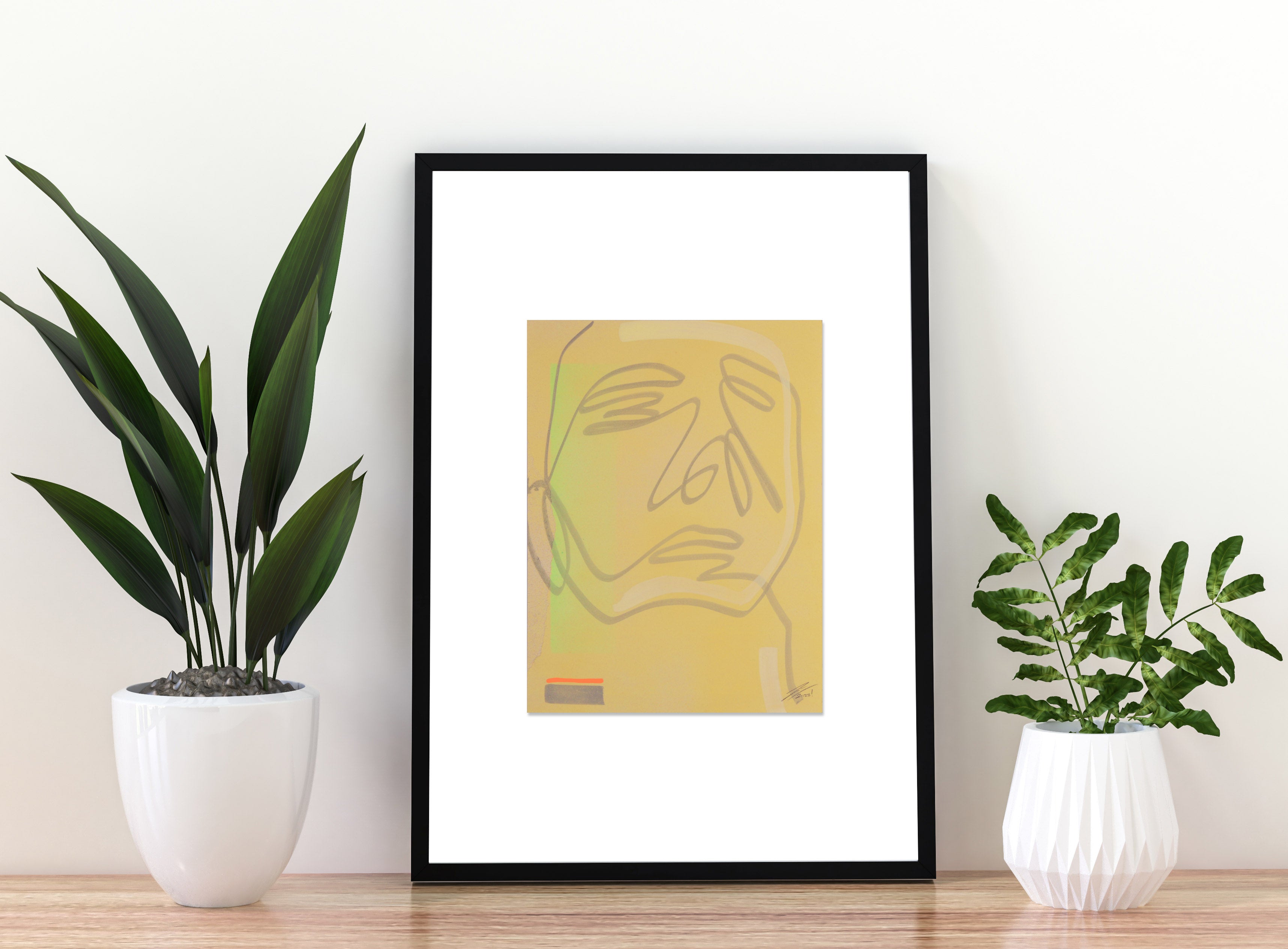 Study 21. dibujo enmarcado hecho en papel por cifuentes artista abstracto colombiano