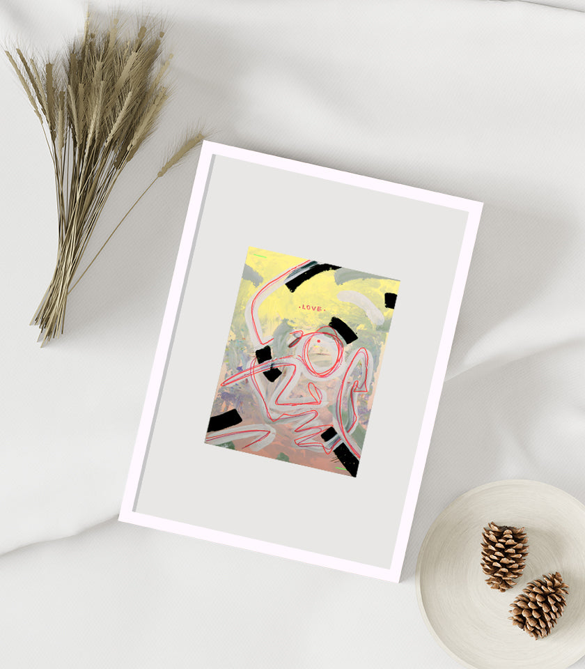 Dibujo de cifuentes artista abstracto colombiano titulada STUDY 2, vista enmarcado