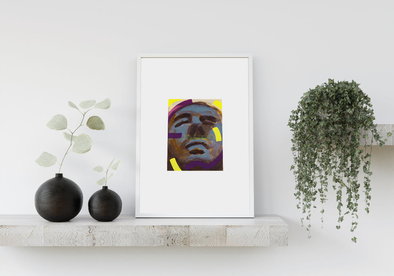 Pintura y dibujo en papel. creada por cifuentes artista abstracto colombiano titulada STUDY 6, vista enmarcado