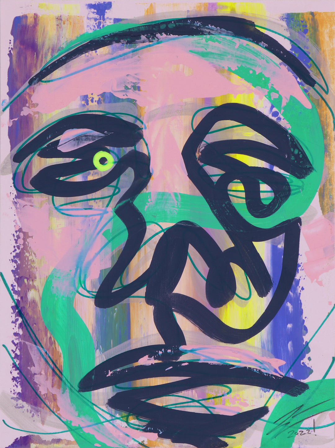 Pintura y dibujo en papel. creada por cifuentes artista abstracto colombiano titulada STUDY 7, vista frontal