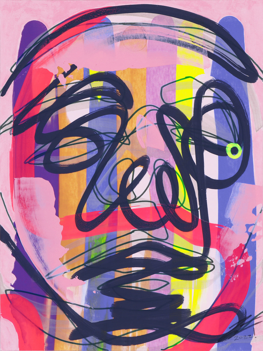 Pintura y dibujo en papel. creada por cifuentes artista abstracto colombiano titulada STUDY 8, vista frontal