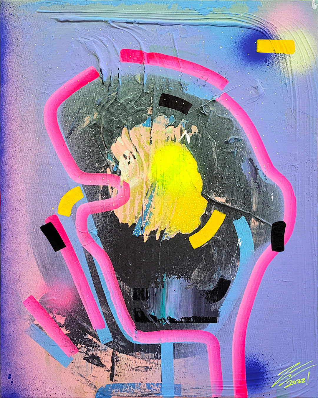 Pintura en lienzo. creada por cifuentes artista abstracto colombiano titulada THE LIMITS OF PERCEPTION, vista frontal