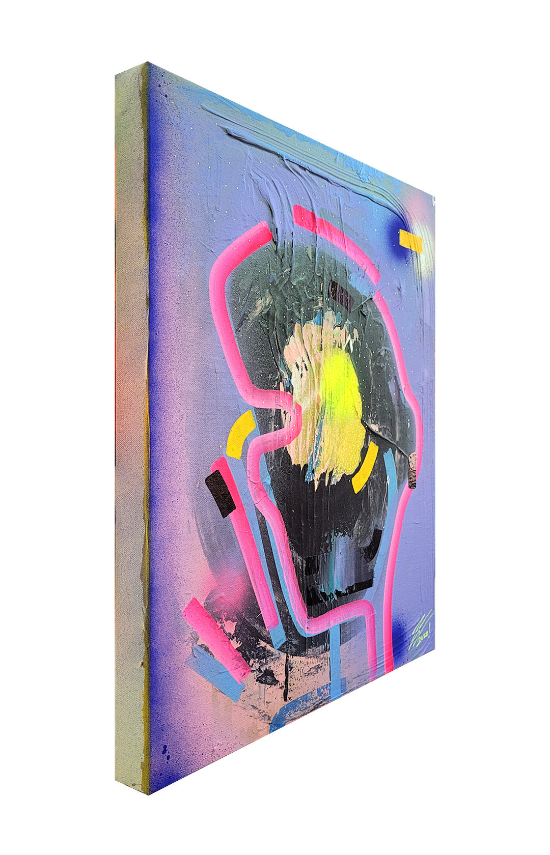 Pintura en lienzo. creada por cifuentes artista abstracto colombiano titulada THE LIMITS OF PERCEPTION, vista derecha