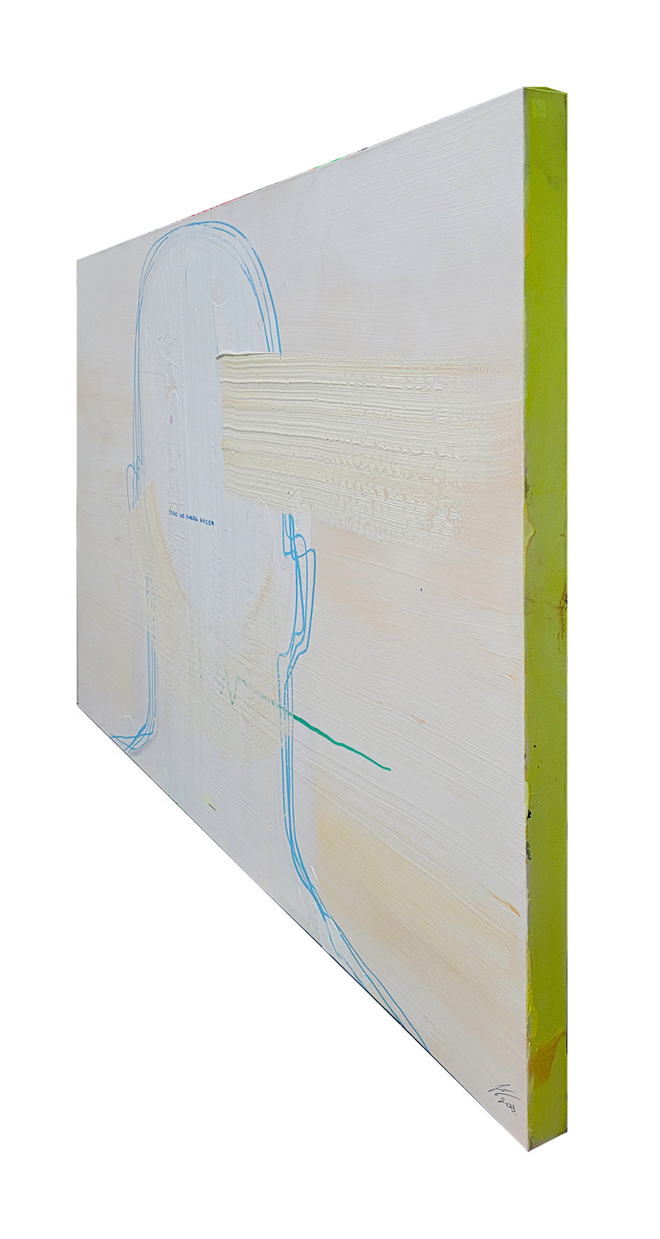 Pintura en lienzo. creada por cifuentes artista abstracto colombiano titulada TODO, vista izquierda