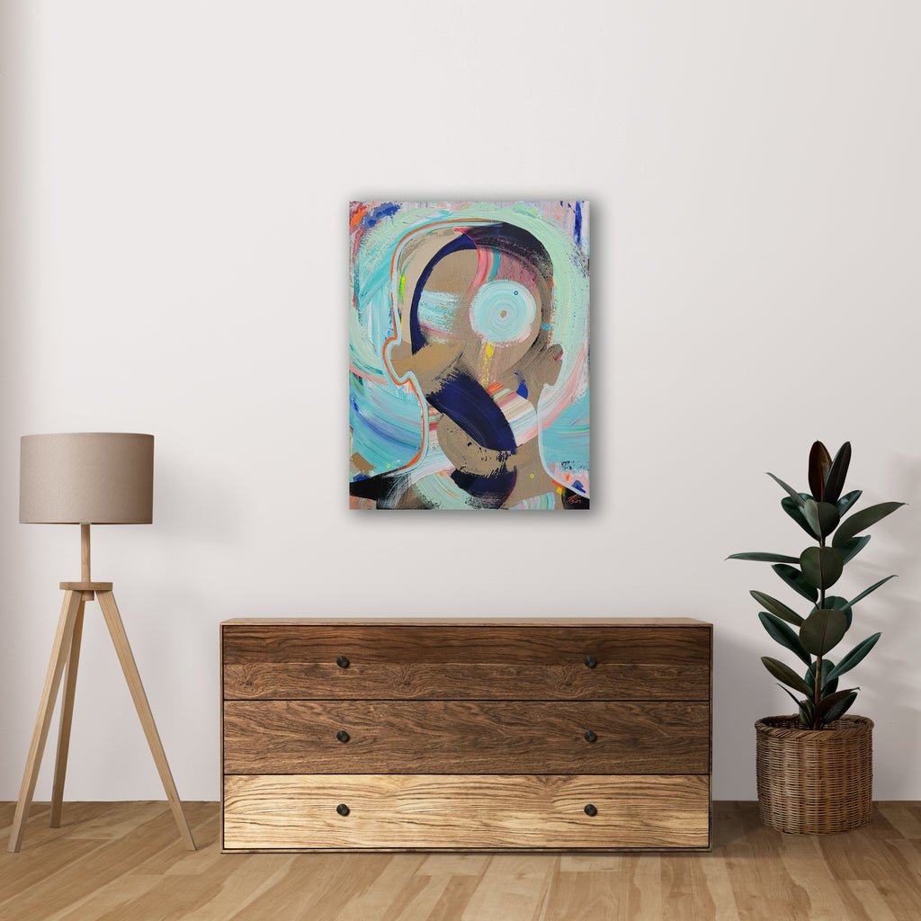 Obra de cifuentes artista abstracto colombiano titulada TURMOIL, vista in situ