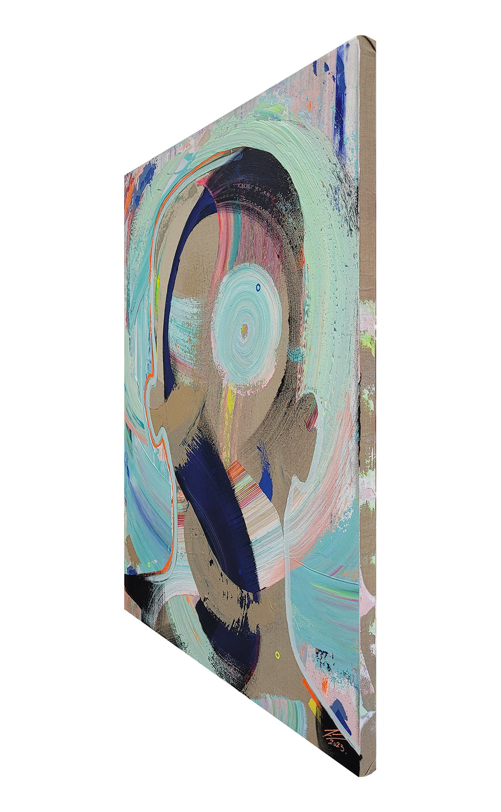 Obra de cifuentes artista abstracto colombiano titulada TURMOIL, vista izquierda