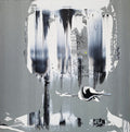 Pintura en metal. creada por cifuentes artista abstracto colombiano titulada VEILED MOTIVES, vista frontal