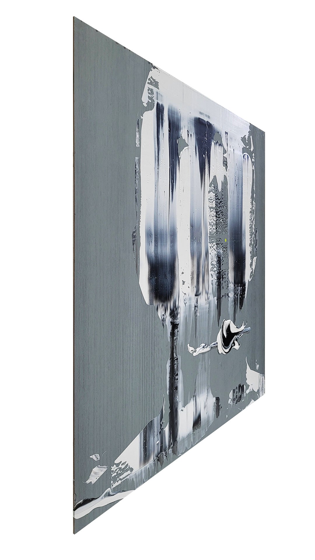 Pintura en metal. creada por cifuentes artista abstracto colombiano titulada VEILED MOTIVES, vista derecha