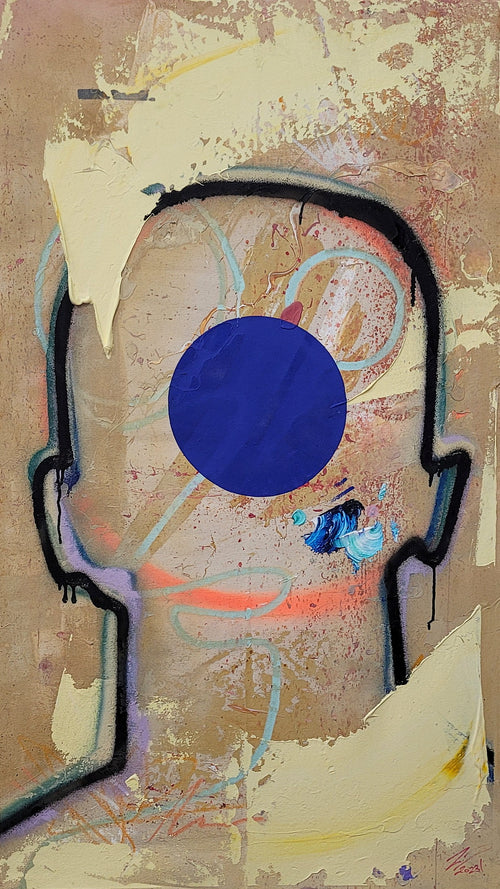 Pintura en lienzo creada por cifuentes artista abstracto colombiano titulada WHERE ARE YOU FROM? FROM, vista frontal